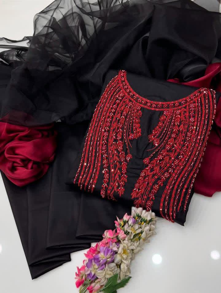 Handcrafted Luxury with Resham, Beads & Cutdana Work*