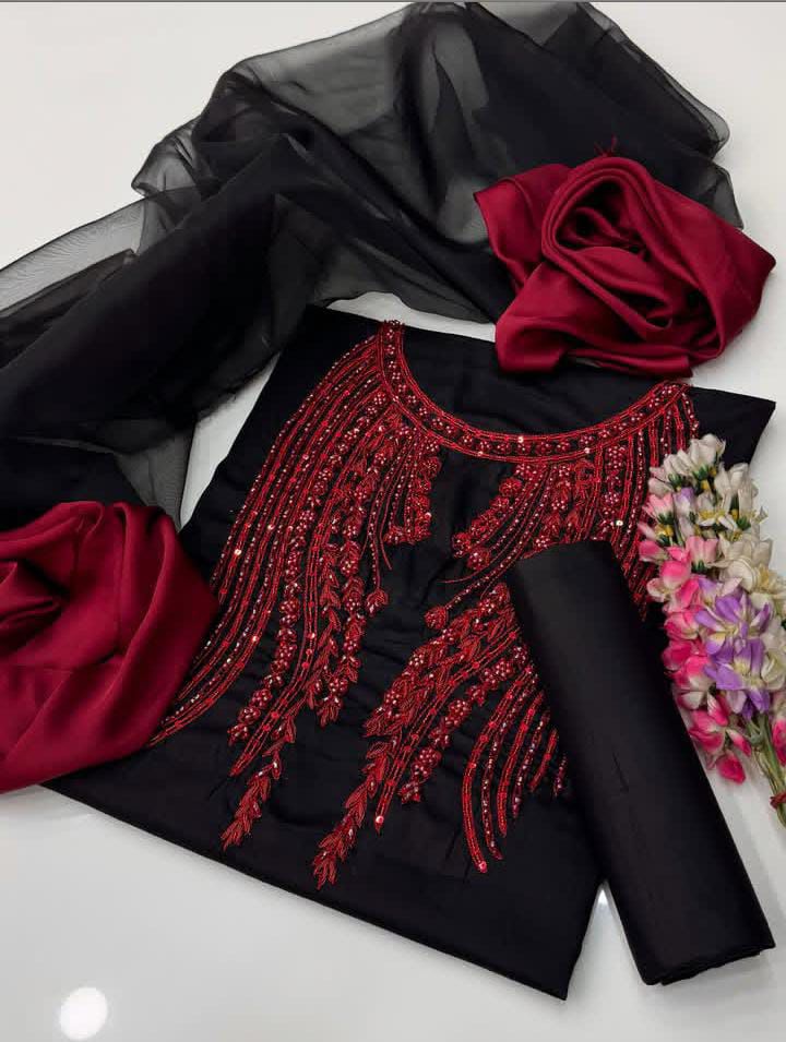 Handcrafted Luxury with Resham, Beads & Cutdana Work*