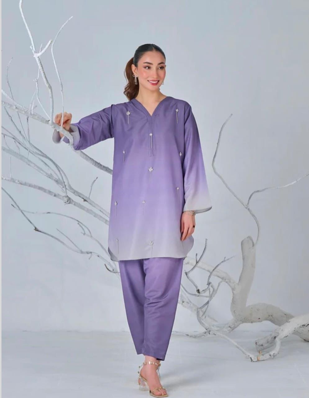 Digital Floral Printed Shamooz Silk 3Pc unstitched Collection