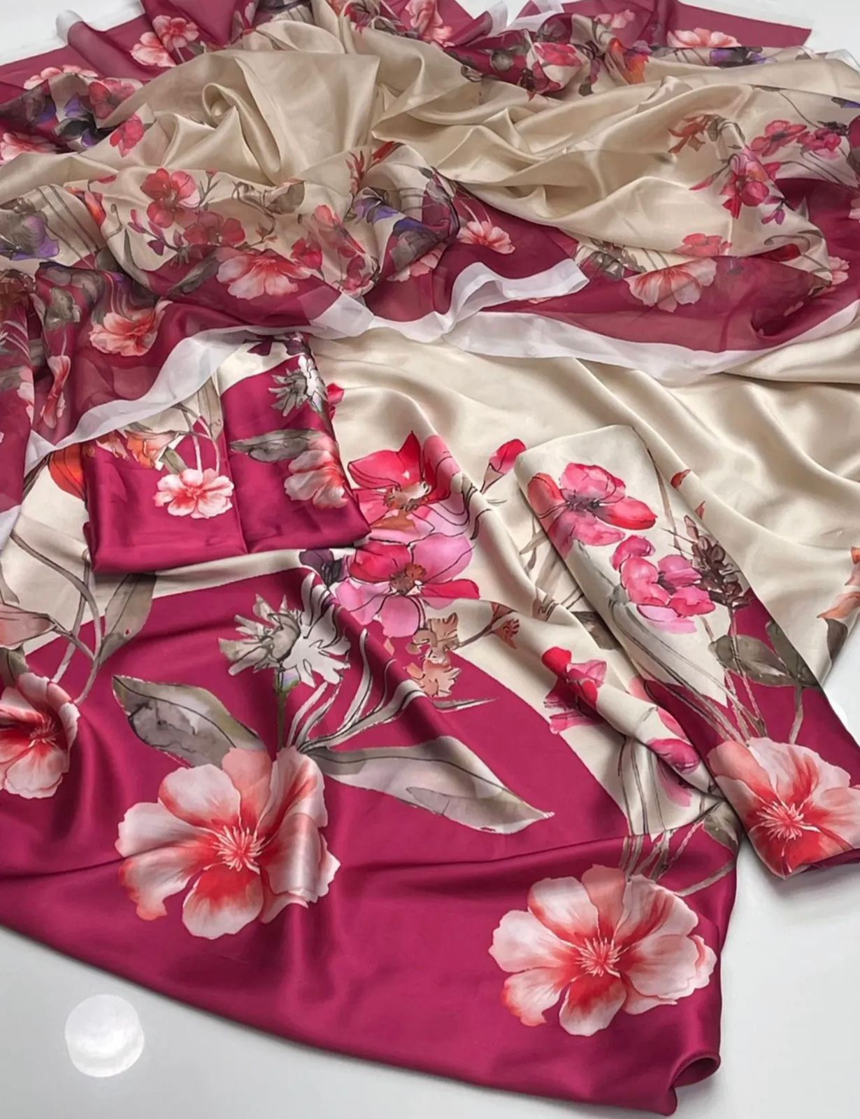 Digital Floral Printed Shamooz Silk 3Pc unstitched Collection