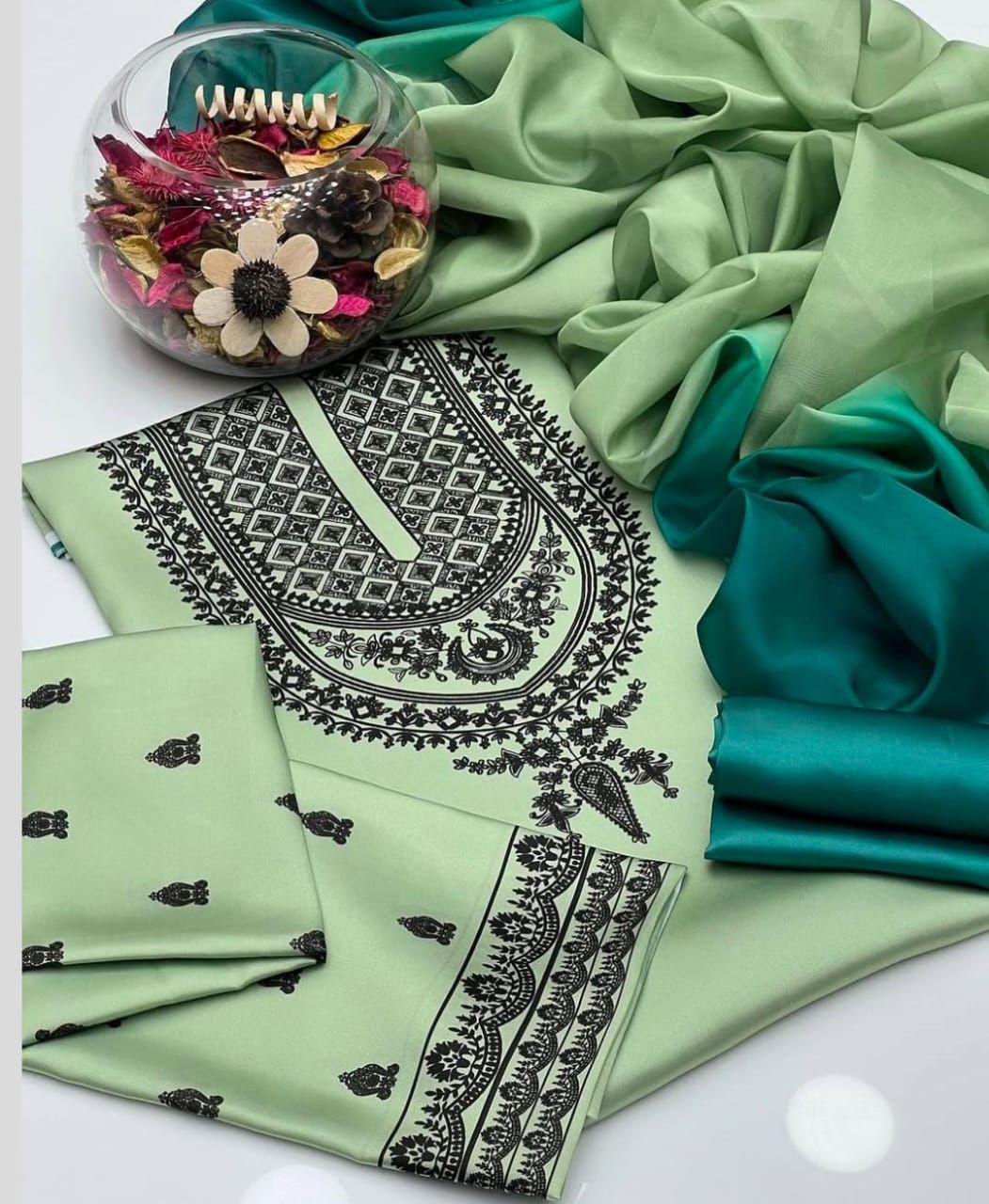 Digital Floral Printed Shamooz Silk 3Pc unstitched Collection