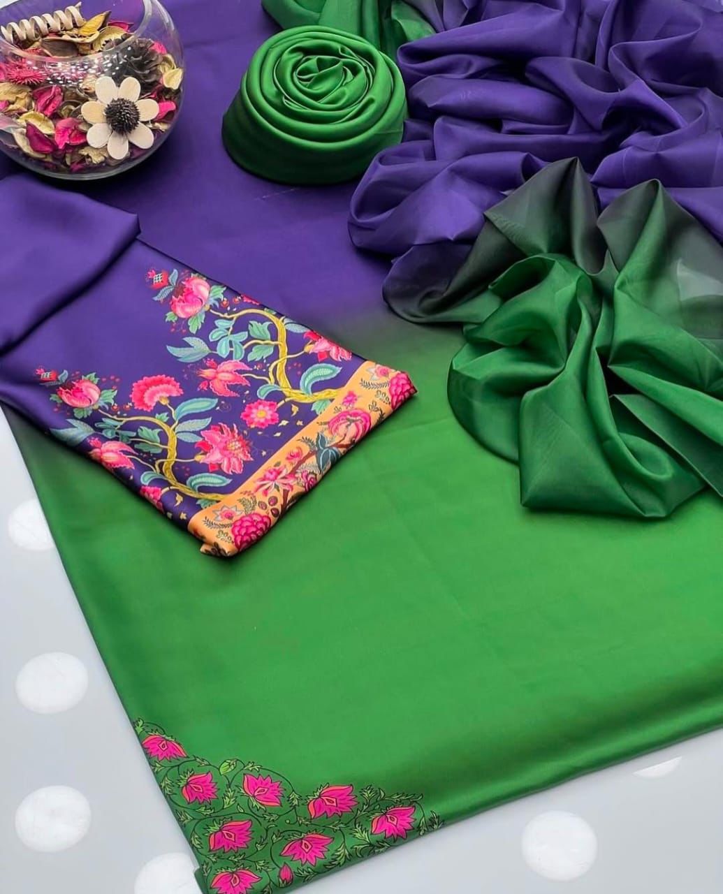Digital Floral Printed Shamooz Silk 3Pc unstitched Collection