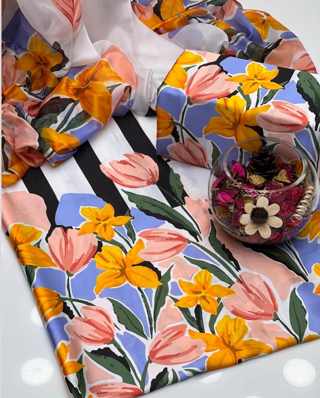 Digital Floral Printed Shamooz Silk 3Pc unstitched Collection