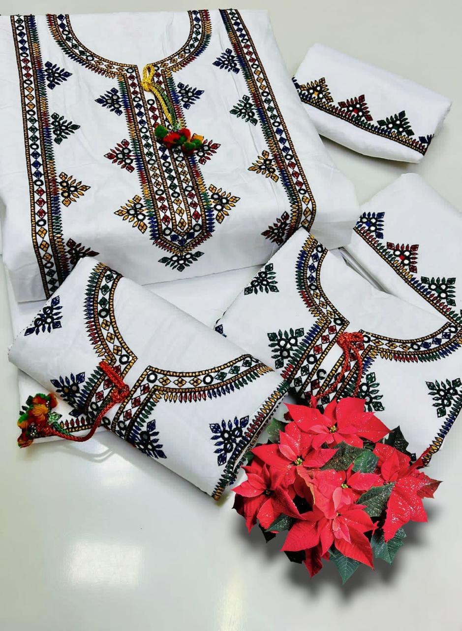 Stuff Lawn Cotton 9MM Sindhi/Balochi Embroidery Shirt And Lawn Cotton EMbroidery Trouser 2PC Dress