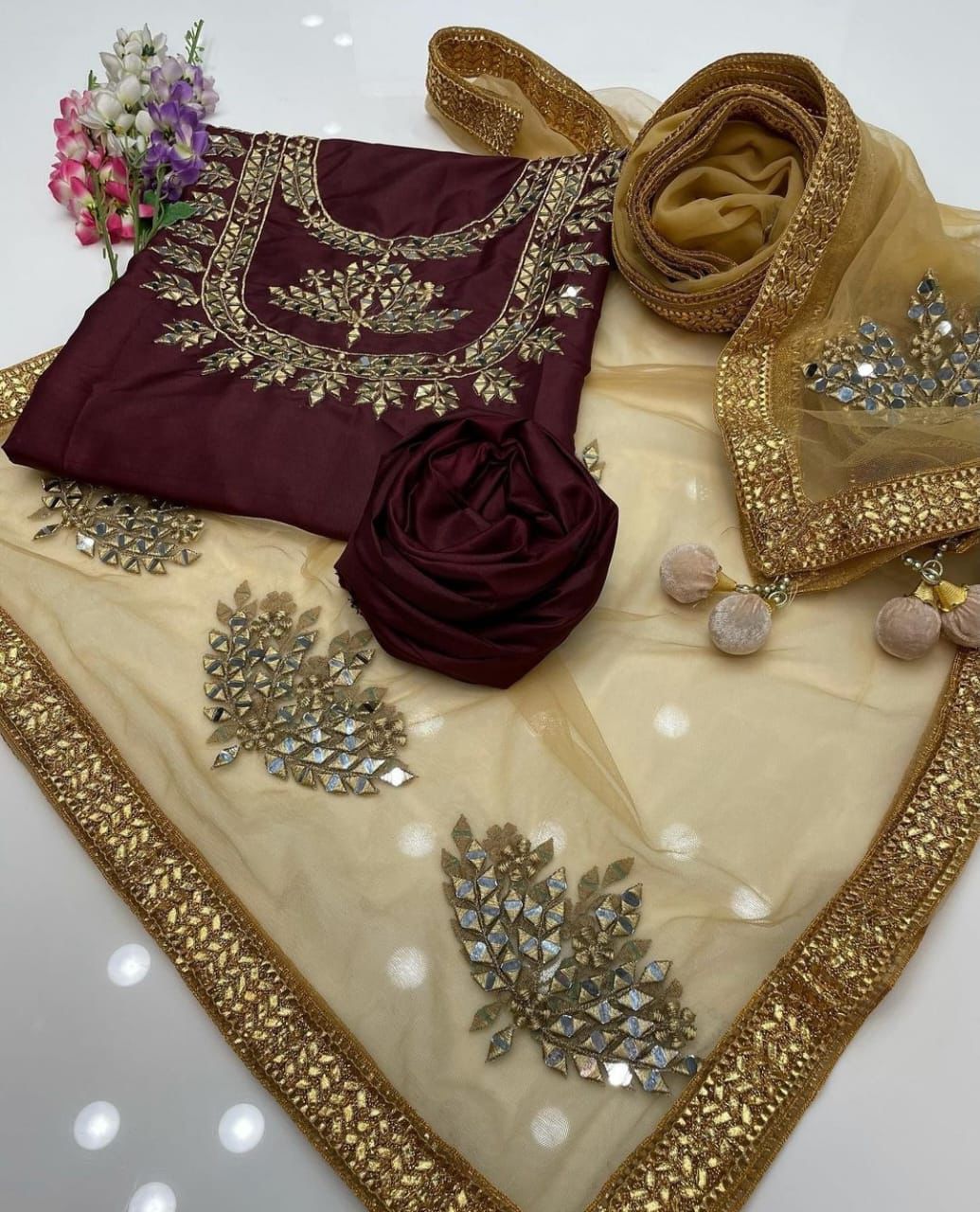 Original Mirror heavy silver thread Work Collection*
