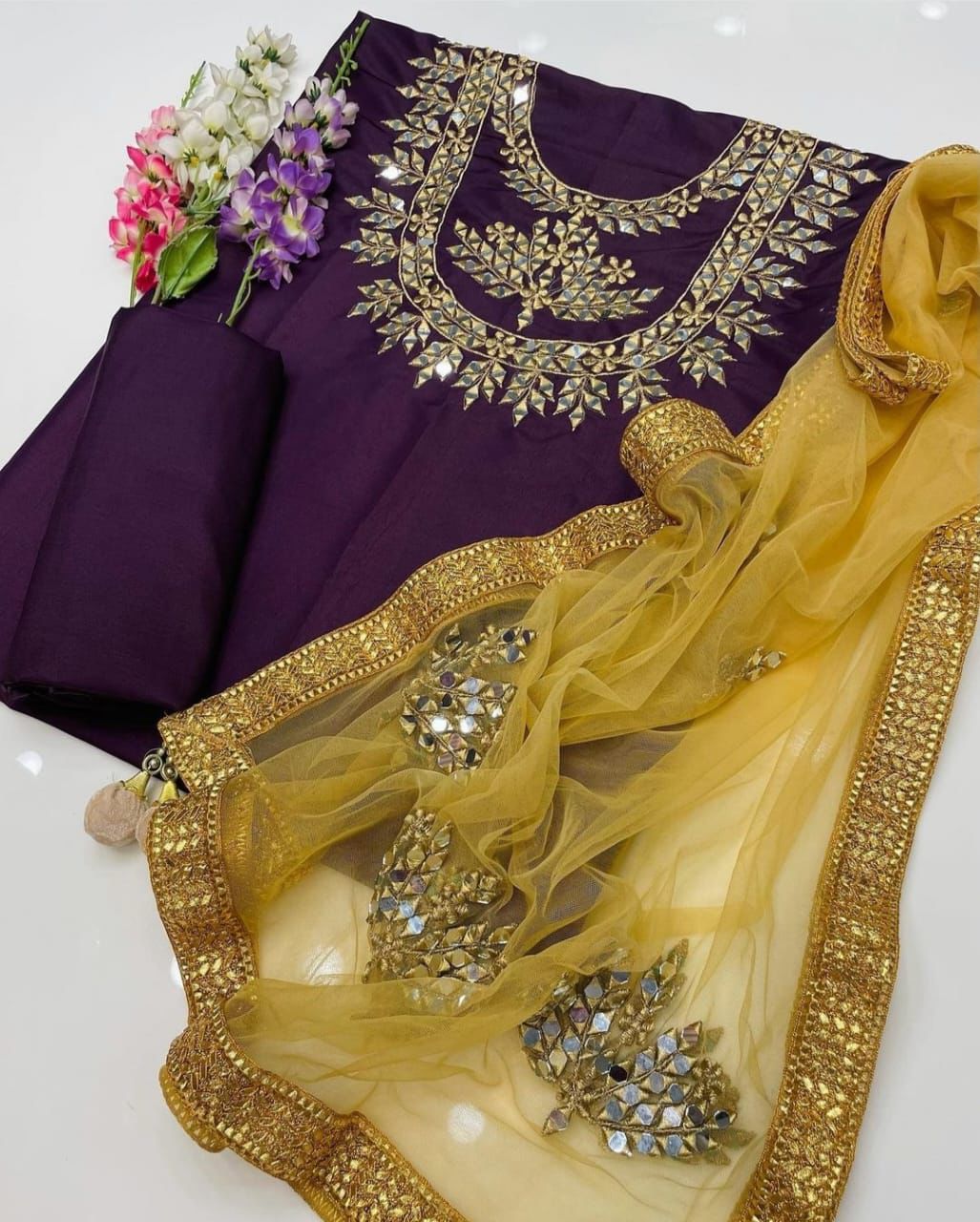 Original Mirror heavy silver thread Work Collection*