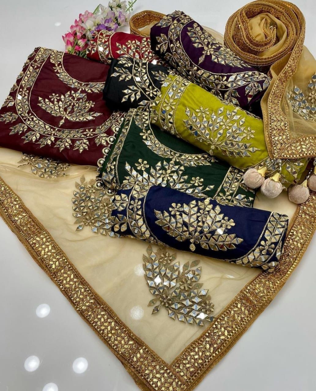 Original Mirror heavy silver thread Work Collection*