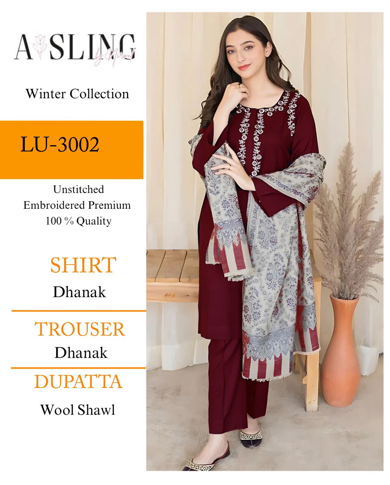 Premium Dhanak 3PC Suit*