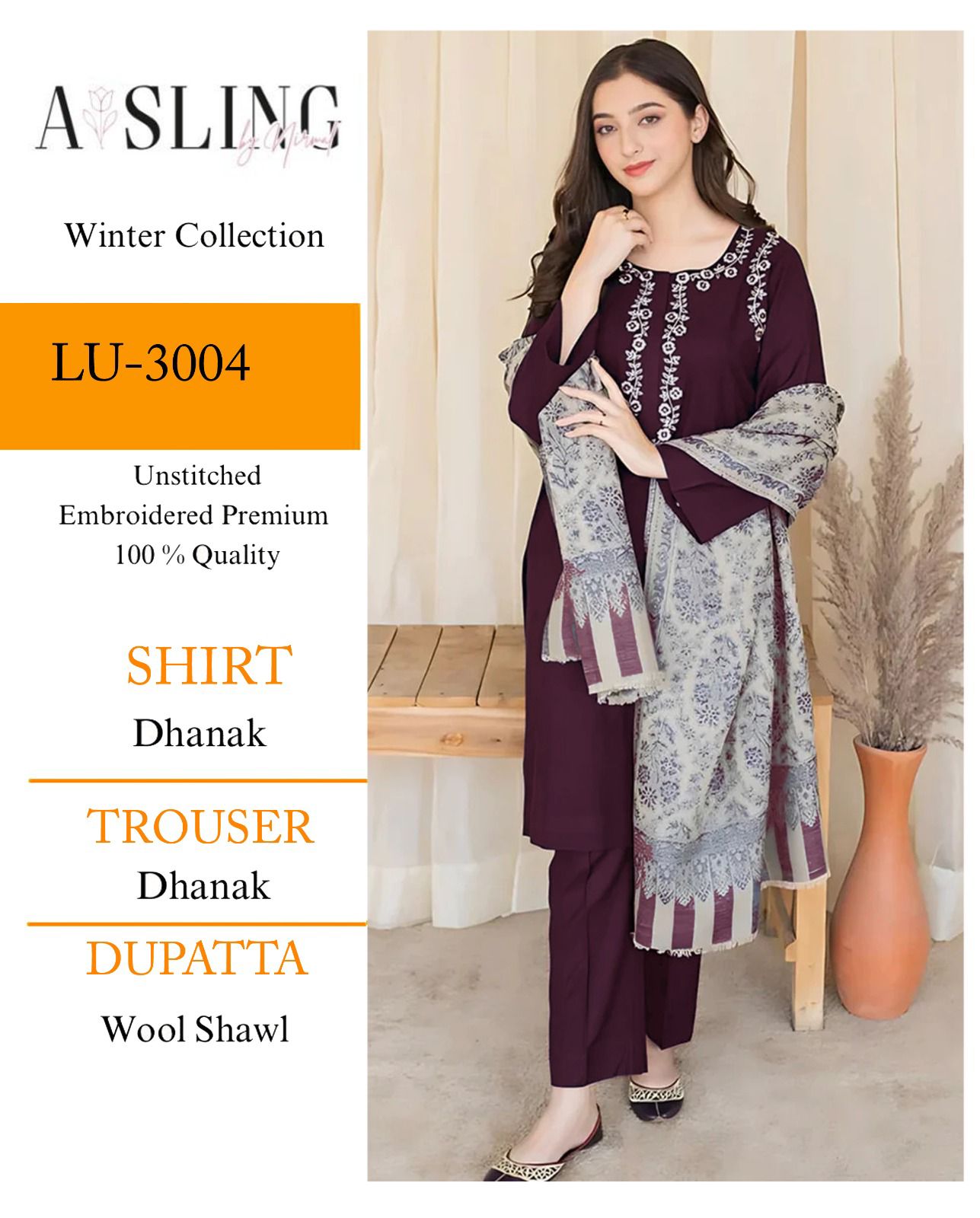Premium Dhanak 3PC Suit*